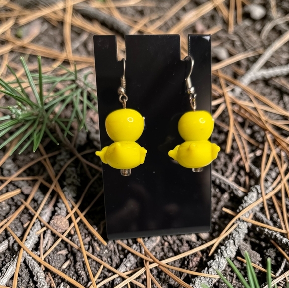 Lampwork Glass Duck Earrings - Picture 3 of 3